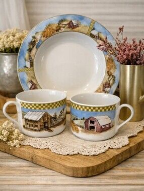 Trenditions “Barn & Countryside” Dishware Set – Vintage Farmhouse Porcelain